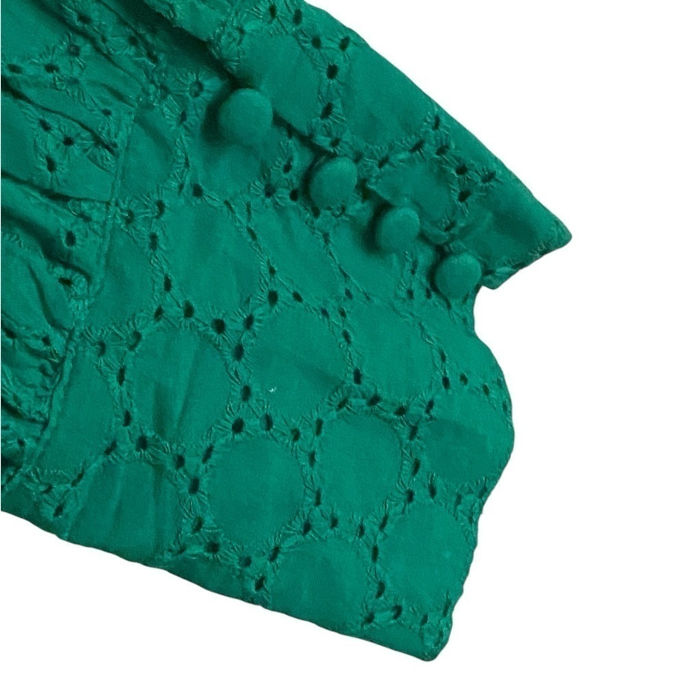 Beulah Style Green Eyelet Long Sleeve Dress Size Medium - Picture 5 of 6